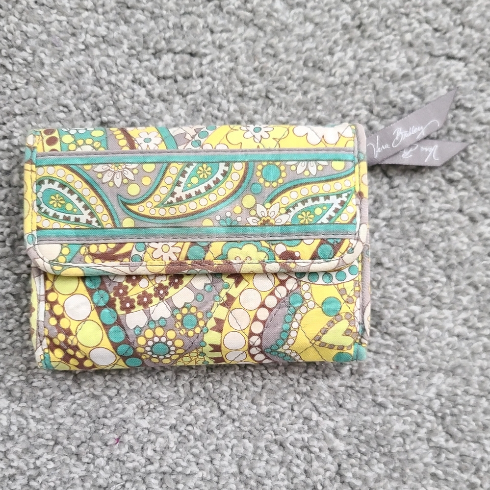 Vera Bradley Yellow and Teal Paisley Wallet